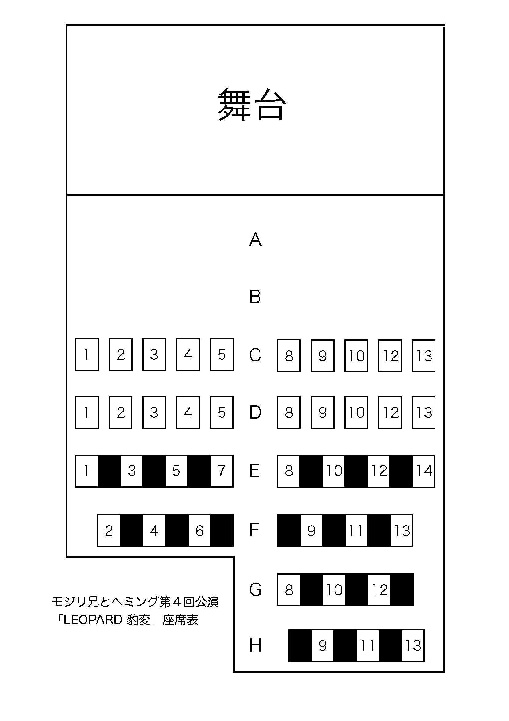 モジリ兄とヘミング　第4回公演「LEOPARD 〜豹変〜」 座席数イメージ